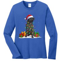 Black Lab Labrador Christmas Lights Pajama Dog Lover Xmas Ladies Long Sleeve Shirt