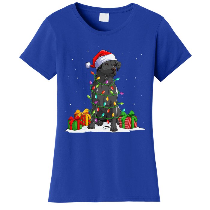 Black Lab Labrador Christmas Lights Pajama Dog Lover Xmas Women's T-Shirt