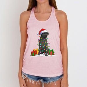 Black Lab Labrador Christmas Lights Pajama Dog Lover Xmas Women's Knotted Racerback Tank