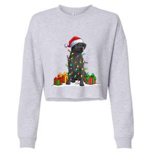 Black Lab Labrador Christmas Lights Pajama Dog Lover Xmas Cropped Pullover Crew