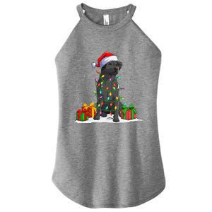 Black Lab Labrador Christmas Lights Pajama Dog Lover Xmas Women's Perfect Tri Rocker Tank