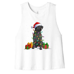 Black Lab Labrador Christmas Lights Pajama Dog Lover Xmas Women's Racerback Cropped Tank