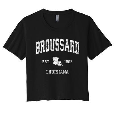 Broussard Louisiana La Vintage Athletic Sports Women's Crop Top Tee