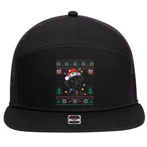 Black Lab Labrador Christmas Santa Hat Dog Ugly Funny 7 Panel Mesh Trucker Snapback Hat