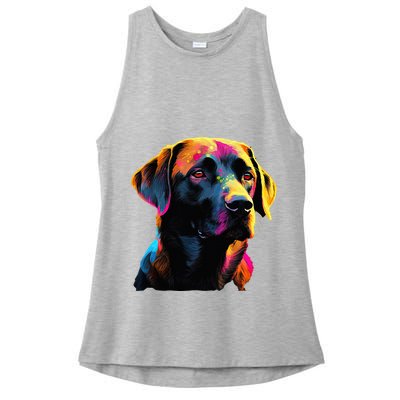 Black Labrador Lover Colorful Pop Art Black Lab Ladies PosiCharge Tri-Blend Wicking Tank