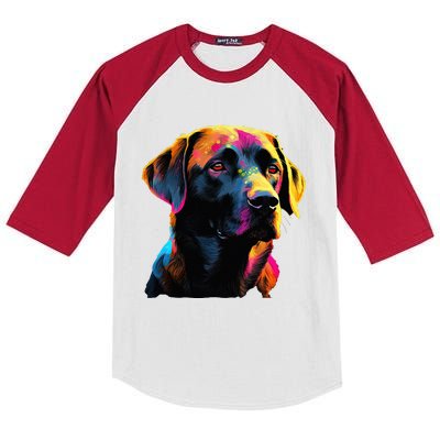 Black Labrador Lover Colorful Pop Art Black Lab Kids Colorblock Raglan Jersey