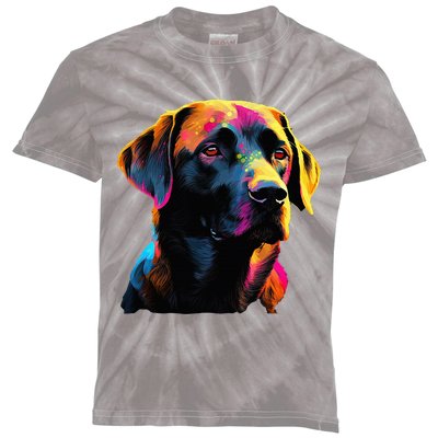 Black Labrador Lover Colorful Pop Art Black Lab Kids Tie-Dye T-Shirt