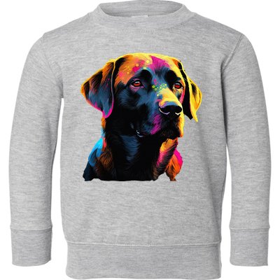 Black Labrador Lover Colorful Pop Art Black Lab Toddler Sweatshirt