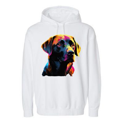 Black Labrador Lover Colorful Pop Art Black Lab Garment-Dyed Fleece Hoodie