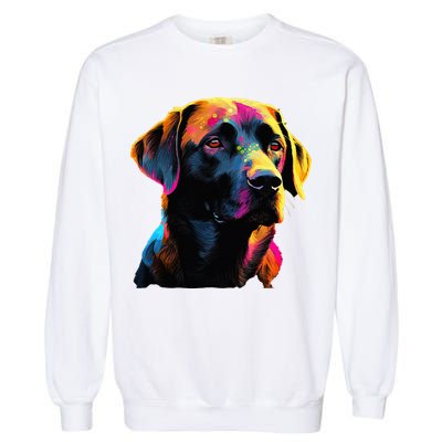 Black Labrador Lover Colorful Pop Art Black Lab Garment-Dyed Sweatshirt
