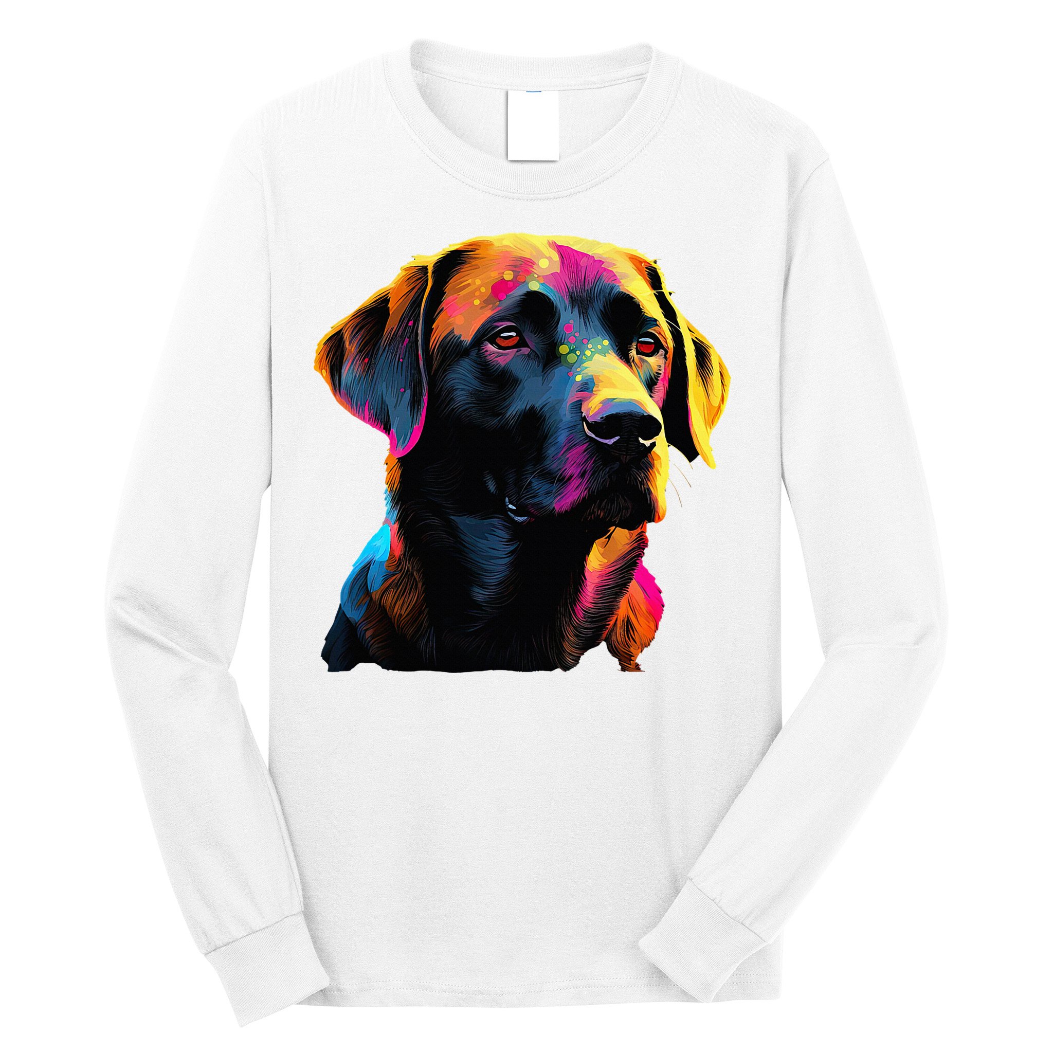 Black Labrador Lover Colorful Pop Art Black Lab Long Sleeve Shirt