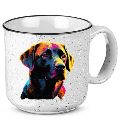 Black Labrador Lover Colorful Pop Art Black Lab 15oz Campfire Ceramic Mug