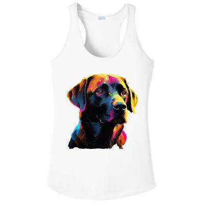 Black Labrador Lover Colorful Pop Art Black Lab Ladies PosiCharge Competitor Racerback Tank