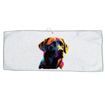 Black Labrador Lover Colorful Pop Art Black Lab Large Microfiber Waffle Golf Towel
