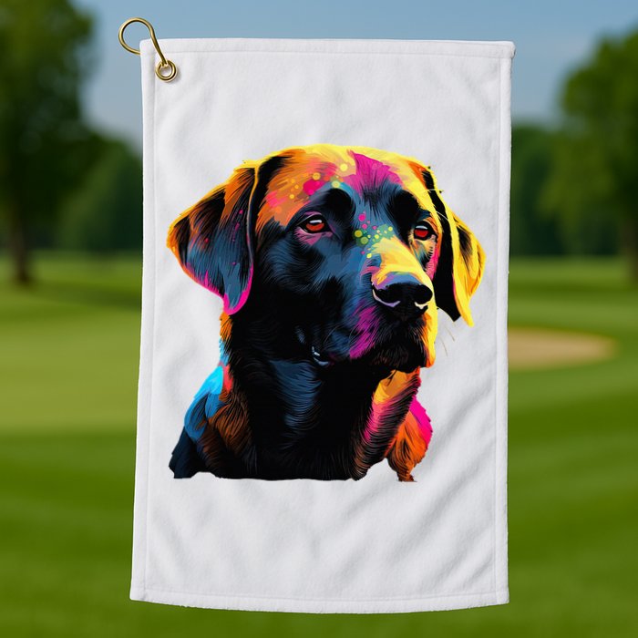 Black Labrador Lover Colorful Pop Art Black Lab Golf Towel