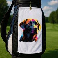 Black Labrador Lover Colorful Pop Art Black Lab Golf Towel
