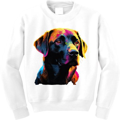 Black Labrador Lover Colorful Pop Art Black Lab Kids Sweatshirt