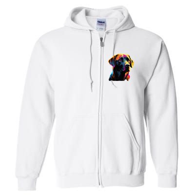 Black Labrador Lover Colorful Pop Art Black Lab Full Zip Hoodie