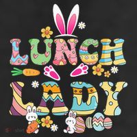 Bunny Lunch Lady Funny Egg Easter Day Floral Cool Comfort Performance Bucket Hat