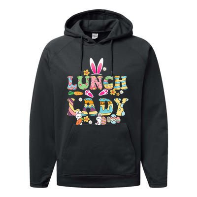 Bunny Lunch Lady Funny Egg Easter Day Floral Performance Fleece Hoodie