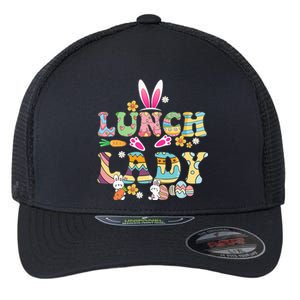 Bunny Lunch Lady Funny Egg Easter Day Floral Flexfit Unipanel Trucker Cap