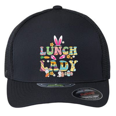 Bunny Lunch Lady Funny Egg Easter Day Floral Flexfit Unipanel Trucker Cap