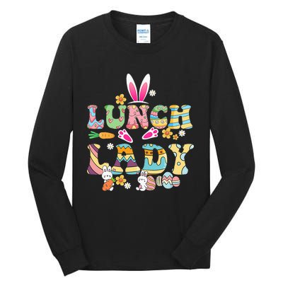 Bunny Lunch Lady Funny Egg Easter Day Floral Tall Long Sleeve T-Shirt