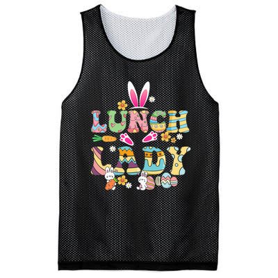 Bunny Lunch Lady Funny Egg Easter Day Floral Mesh Reversible Basketball Jersey Tank