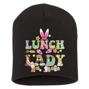 Bunny Lunch Lady Funny Egg Easter Day Floral Short Acrylic Beanie