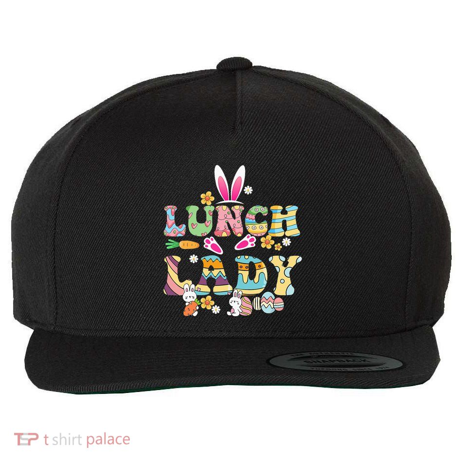Bunny Lunch Lady Funny Egg Easter Day Floral Wool Snapback Cap