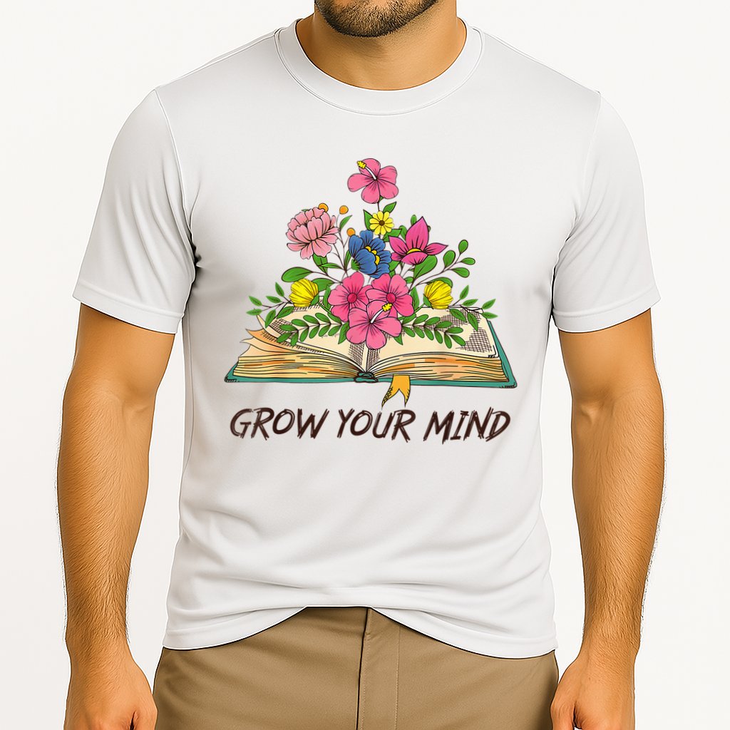 Book Lover Librarian Grow Your Mind Reading Teacher Flower Cooling Performance Crew T-Shirt