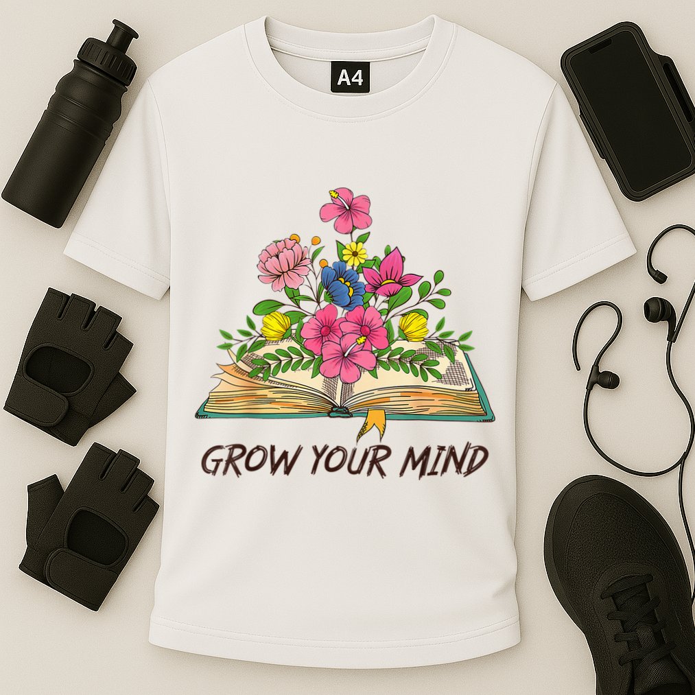 Book Lover Librarian Grow Your Mind Reading Teacher Flower Cooling Performance Crew T-Shirt