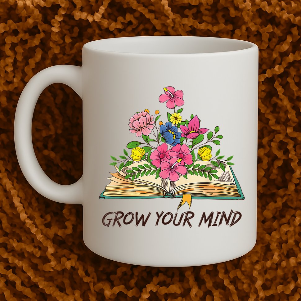 Book Lover Librarian Grow Your Mind Reading Teacher Flower Mug