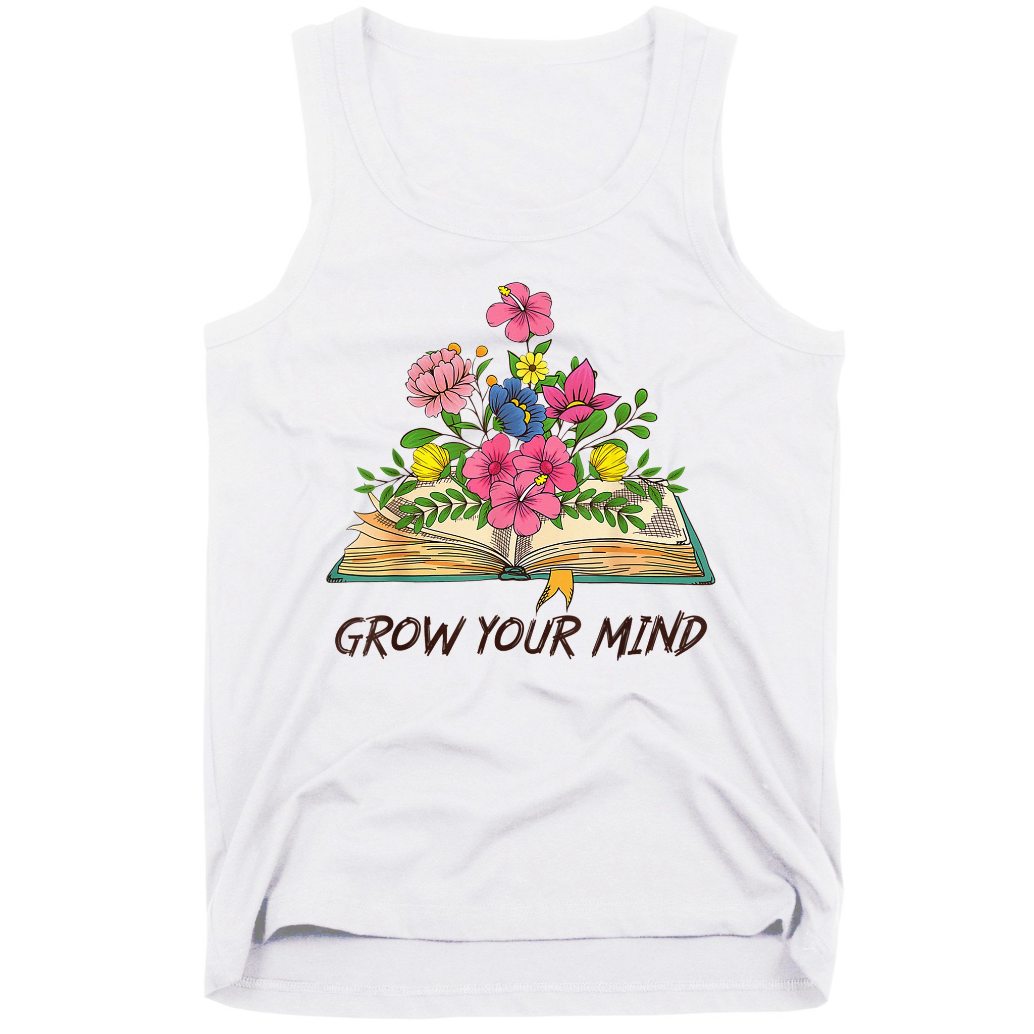 Book Lover Librarian Grow Your Mind Reading Teacher Flower Tank Top