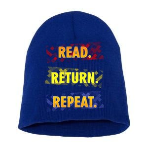 Book Lover Librarian Read Return Repeat Reading Great Gift Short Acrylic Beanie