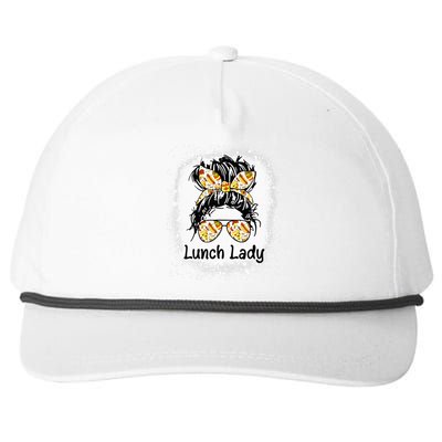 Bleached Lunch Lady Messy Hair Woman Bun Lunch Lady Life Snapback Five-Panel Rope Hat