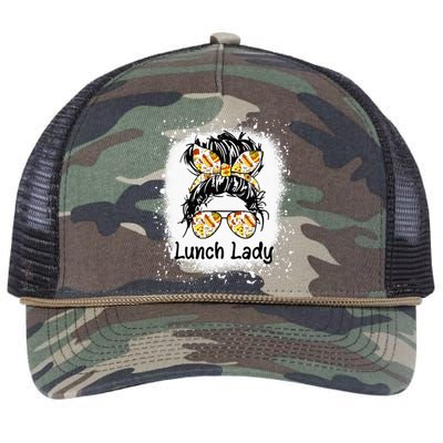 Bleached Lunch Lady Messy Hair Woman Bun Lunch Lady Life Retro Rope Trucker Hat Cap