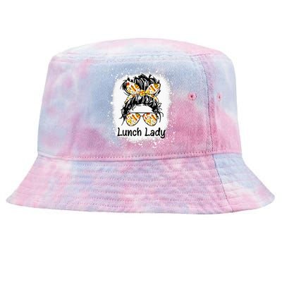 Bleached Lunch Lady Messy Hair Woman Bun Lunch Lady Life Tie-Dyed Bucket Hat