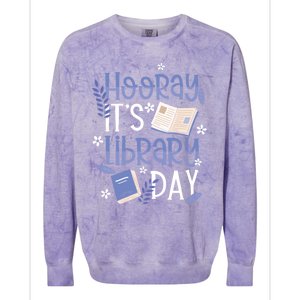 Bookworm Library Librarian Hooray ItS Library Day Gift Colorblast Crewneck Sweatshirt