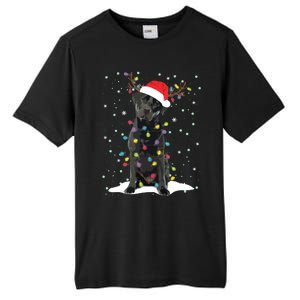 Black Lab Labrador Christmas Tree Light Pajama Dog Xmas Tall Fusion ChromaSoft Performance T-Shirt