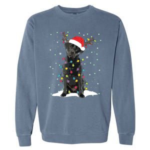 Black Lab Labrador Christmas Tree Light Pajama Dog Xmas Garment-Dyed Sweatshirt