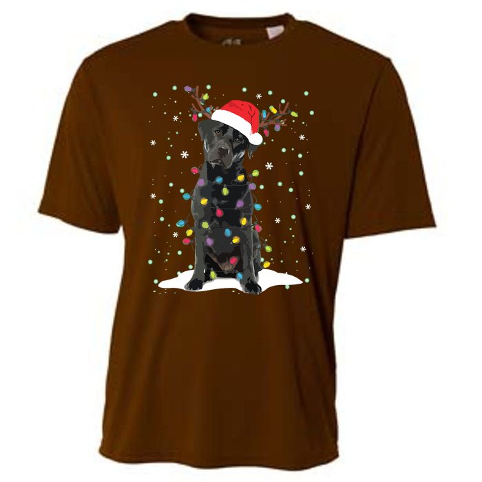 Black Lab Labrador Christmas Tree Light Pajama Dog Xmas Cooling Performance Crew T-Shirt