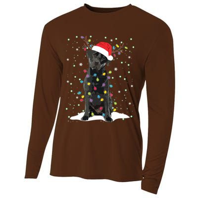 Black Lab Labrador Christmas Tree Light Pajama Dog Xmas Cooling Performance Long Sleeve Crew