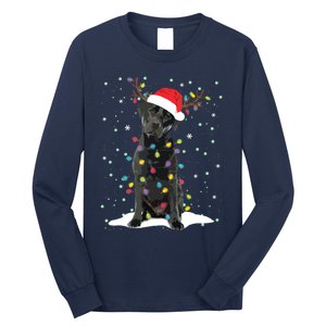 Black Lab Labrador Christmas Tree Light Pajama Dog Xmas Long Sleeve Shirt