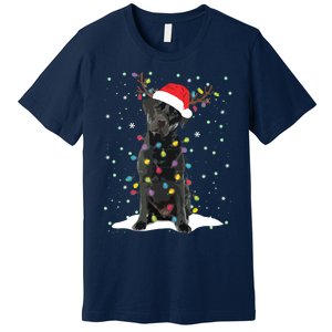 Black Lab Labrador Christmas Tree Light Pajama Dog Xmas Premium T-Shirt