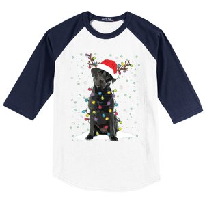 Black Lab Labrador Christmas Tree Light Pajama Dog Xmas Baseball Sleeve Shirt