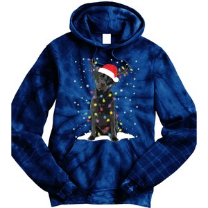 Black Lab Labrador Christmas Tree Light Pajama Dog Xmas Tie Dye Hoodie