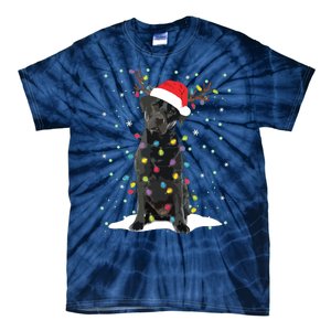 Black Lab Labrador Christmas Tree Light Pajama Dog Xmas Tie-Dye T-Shirt