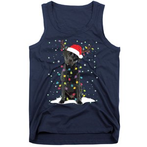 Black Lab Labrador Christmas Tree Light Pajama Dog Xmas Tank Top