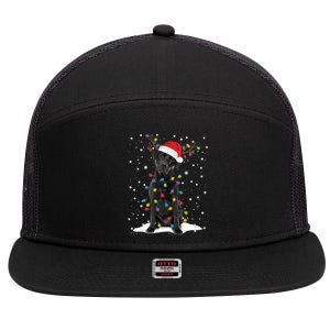 Black Lab Labrador Christmas Tree Light Pajama Dog Xmas Gift 7 Panel Mesh Trucker Snapback Hat